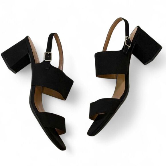 AEROSOLES Emmex Heel Black Faux Suede Dress Sandals, NEW! Size 11 Wide - Picture 2 of 6